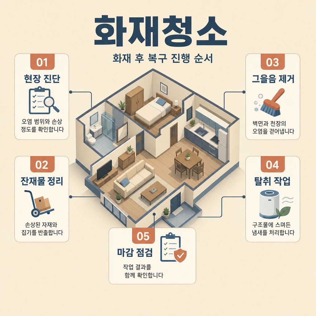 광양화재청소, 작은 화재의 뒤처리는 다릅니다