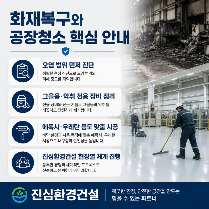 화재복구와 공장청소를 한 번에 해결하는 맞춤 솔루션