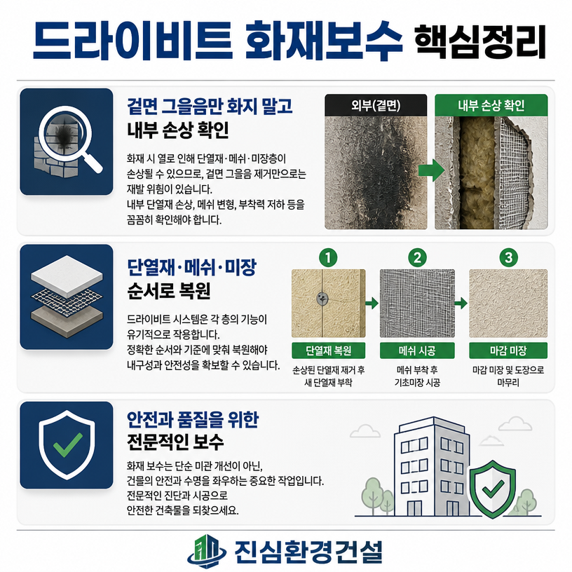 드라이비트 화재보수 핵심정리와 복원순서 안내