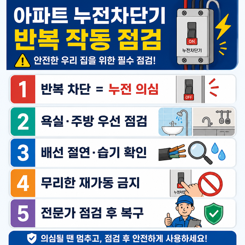 광주 북구 문흥동 아파트 누전차단기 반복 작동 점검 | 진심환경건설